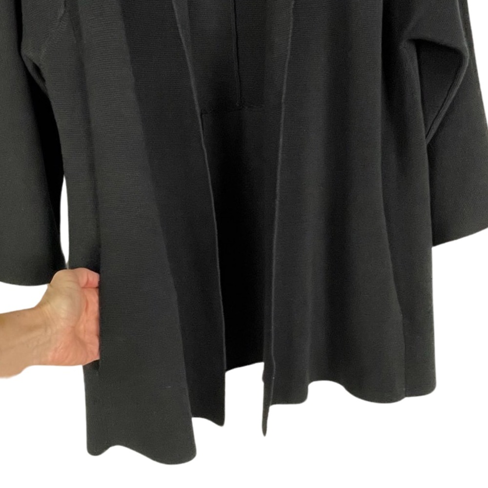 Eileen Fisher black Silk Cotton blend Open front Cardigan Sweater - Picture 3 of 10
